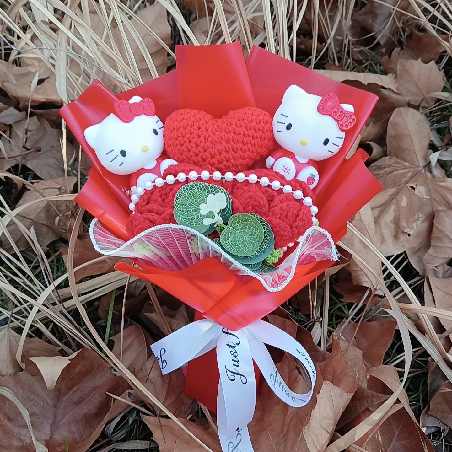 Hello Kitty Plush Bouquet with Rose Kawaii Anime Fluffy Stuffed Plush Doll Christmas Valentine'S Day Holiday Birthday Gift