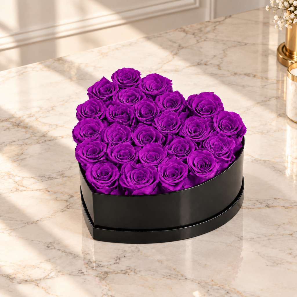 Corazón Morado Premium 24/27 Rosas