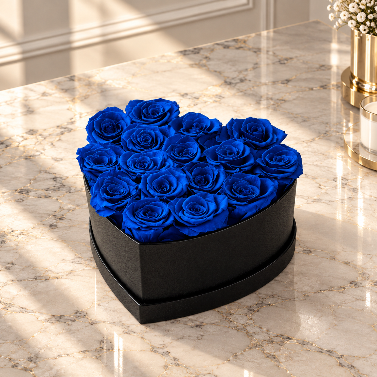 Corazón Azul Premium 16 Rosas
