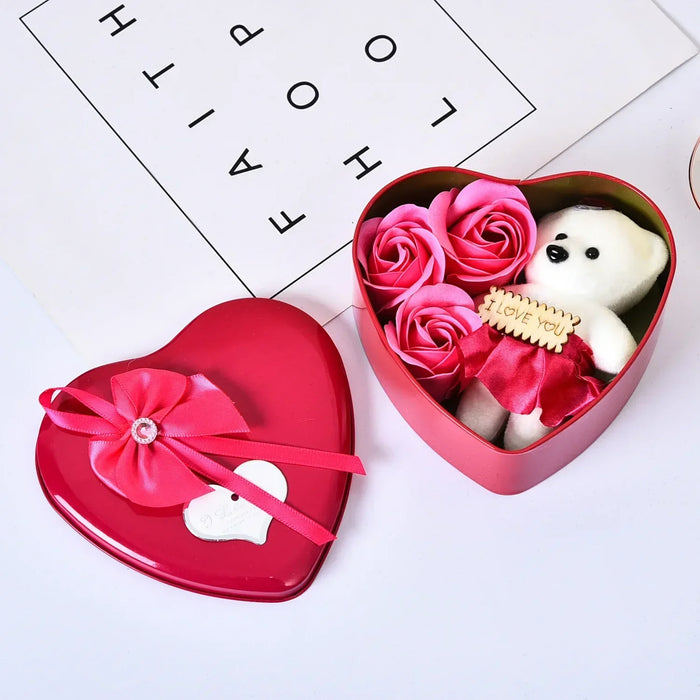 Caja osito + rosas eternas